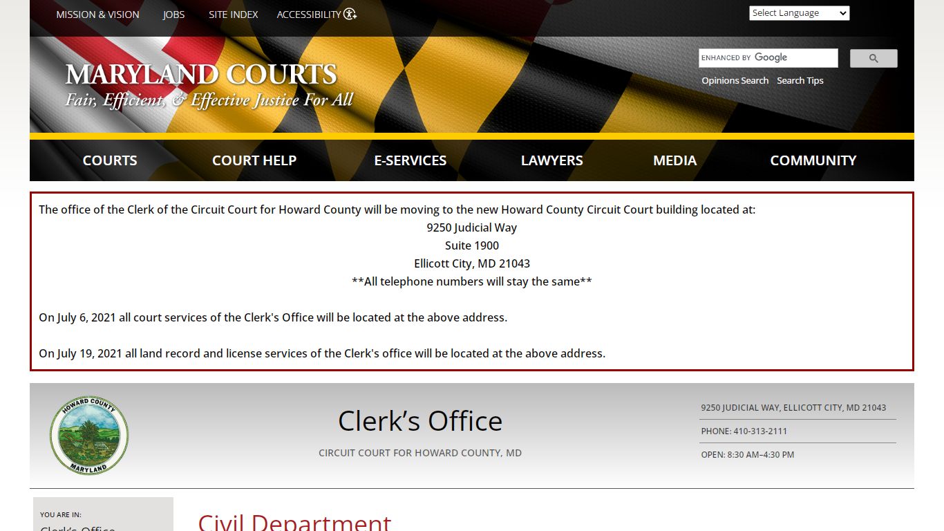 Civil Department | Maryland Courts