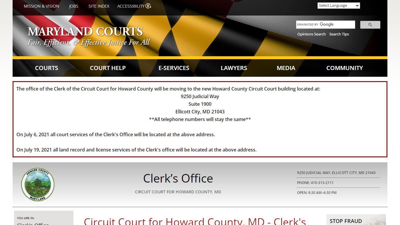 Circuit Court for Howard County, MD - Clerk's Office